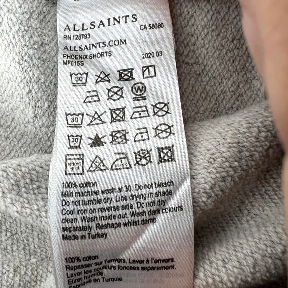 All Saints Allsaints Mens Gray Cotton Drawstring Shorts Size XXL - Picture 9 of 10